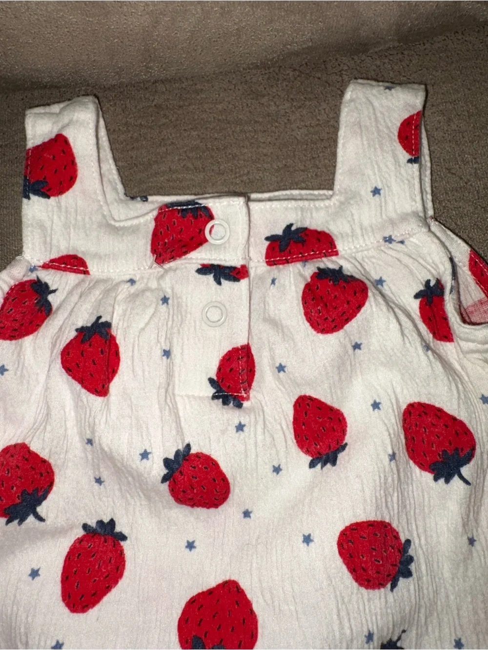 Carter's White Strawberry Print Sleeveless Top & Bloomers